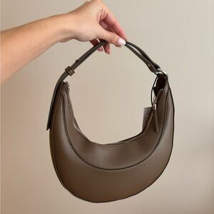 Mango Brown Leather Oval Shoulder Bag